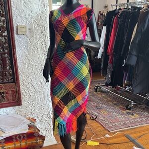 Colorful Asymmetrical Fringe Dress